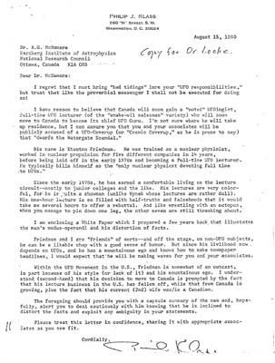 Philip Klass Letter to NRC