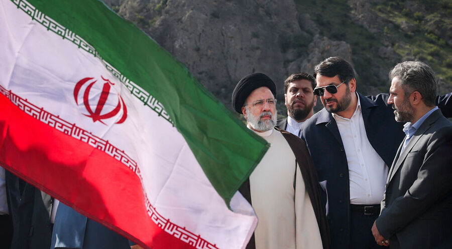 Iran’s President Ebrahim Raeisi visits a road and rail project in East Azarbaijan Province on May 19, 2024.
