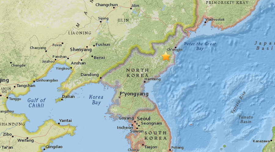 North Korea earthquake map