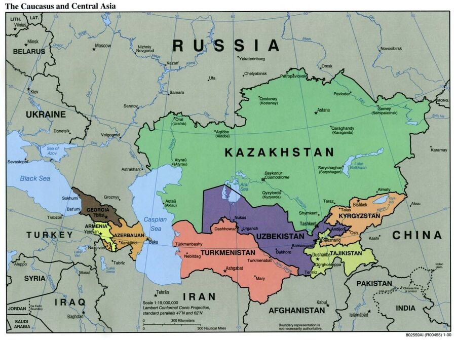 Political map of Central Asia