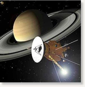 Cassini spacecraft approaching Saturn. 