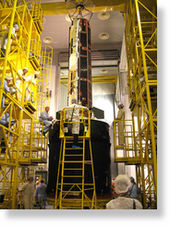 Click to enlarge GOCE mounted onto the Breeze-KM Upper Stage