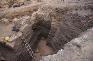 Industrial copper slag mound excavated at Khirbat en-Nahas