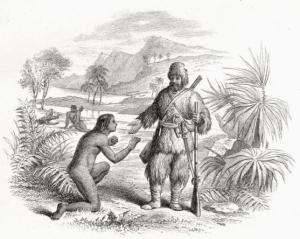 Robinson Crusoe, showing Crusoe and Friday