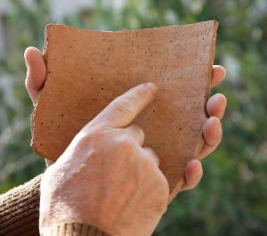 Click to enlarge ostracon with the oldest known Hebrew inscription