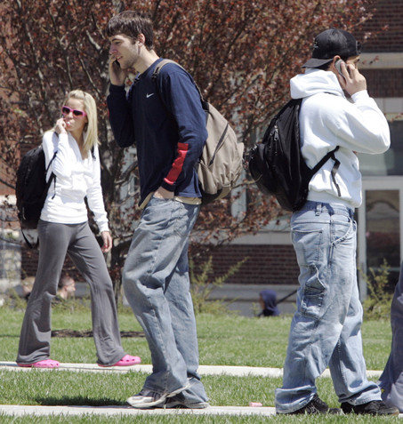 Students on cell phones