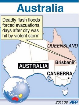 Map of Australia locating Brisbane
