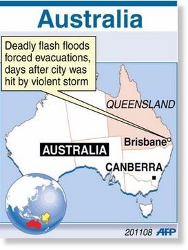 Click to enlarge Map of Australia locating Brisbane