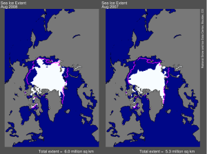 Arctic Ice Coverage 2007 2008
