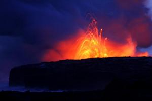 volcanic eruption of molten lava 
