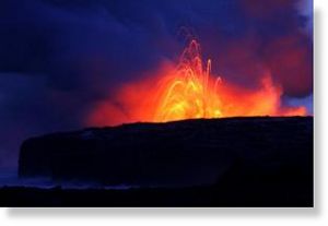 volcanic eruption of molten lava 