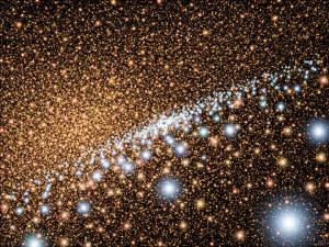 young, blue stars encircling a supermassive black hole