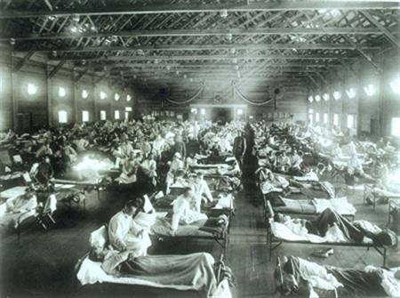  emergency hospital at Camp Funston, Kansas, for soldiers sickened by the 1918 flu