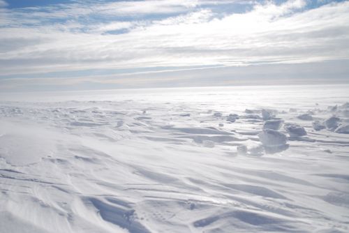 Wind blown snow at Theresa AWS