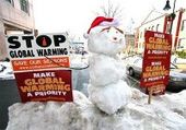global warming snowman demonstration