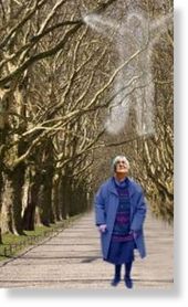 Click to enlarge Woman with hovering humanoid