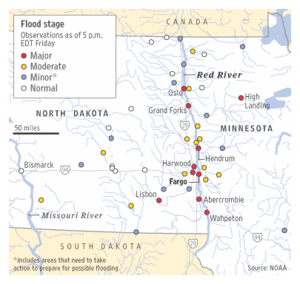 North Dakota Flood Stage Map 2009