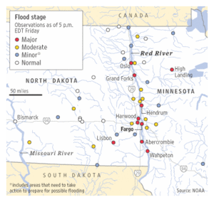 North Dakota Flood Stage Map 2009