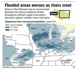 US precipitation map