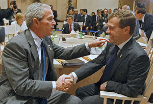 medvedev, bush, g8