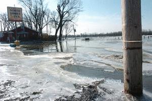 Rock river ice jam