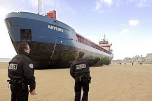 Tanker beached