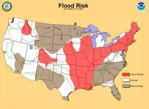 Map of US spring flood risk
