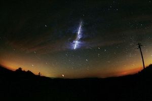 meteor streaking across the sky