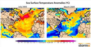 Atlantic sea surface temperature anomalies 2005 2009