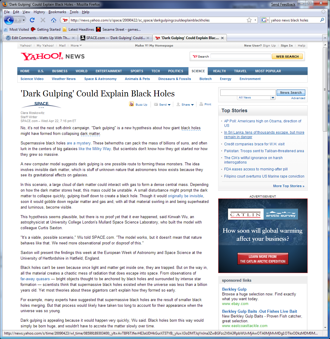 Click to enlarge Catlin Arctic Survey Team Yahoo Advertising screen shot