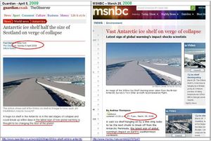 Wilkins Ice Shelf annual collapse