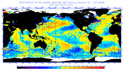 GLOBAL SEA SURFACE TEMPERATURE ANOMALY - APRIL 2009
