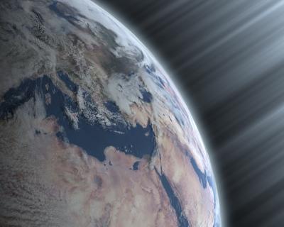 Click to enlarge earth bating in cosmic rays