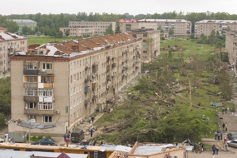 TIrnado damage in Krasnozavodsk, Russia