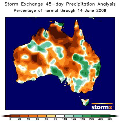 Australia 45 day precip