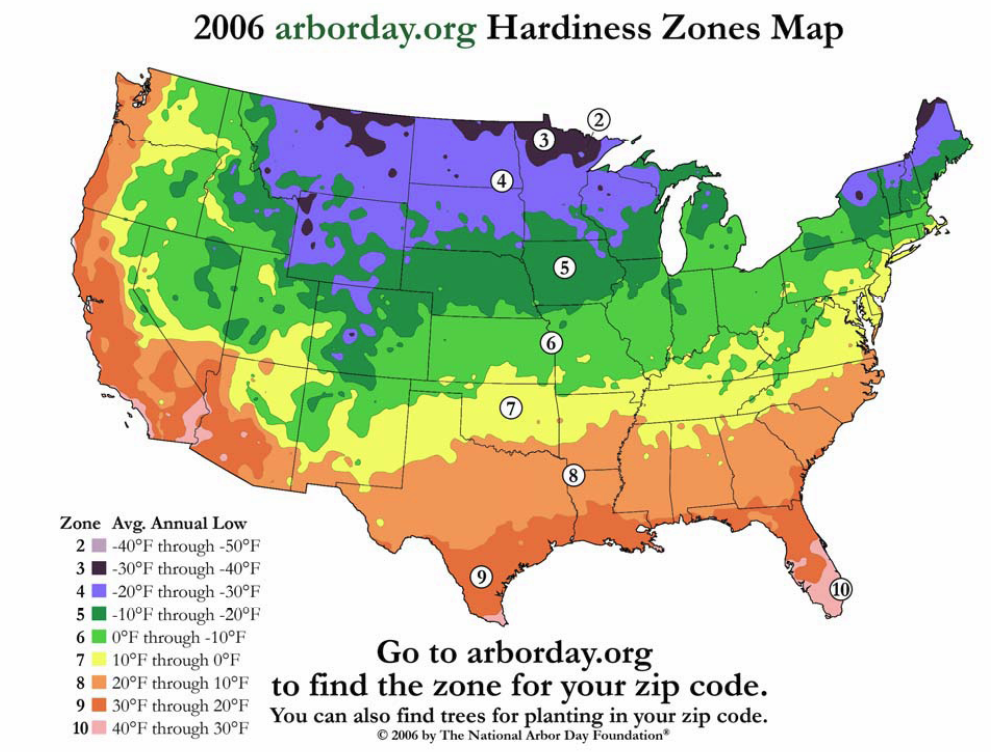 hardiness zones USA
