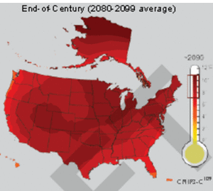 Click to enlarge US global warming by 2099