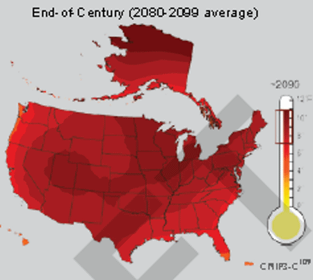 US global warming by 2099