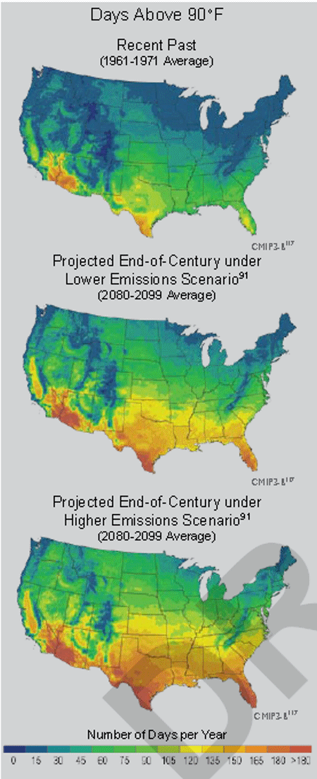 Click to enlarge US heat waves 2099