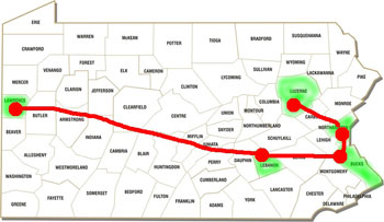 Pennsylvania map sitings