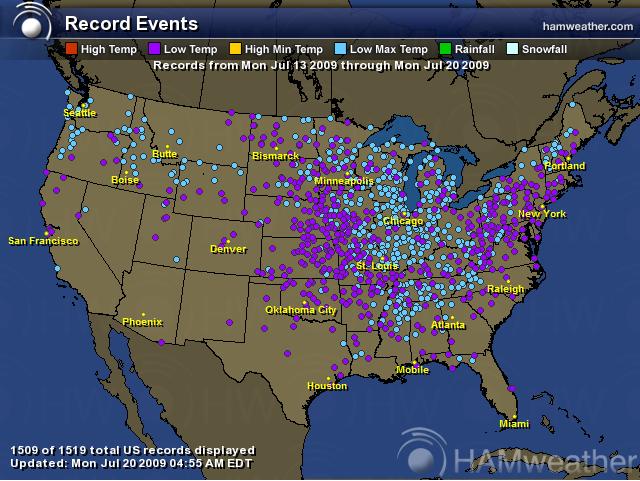 week of lowest max temps US