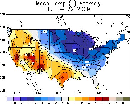 US mean temp 7/2009