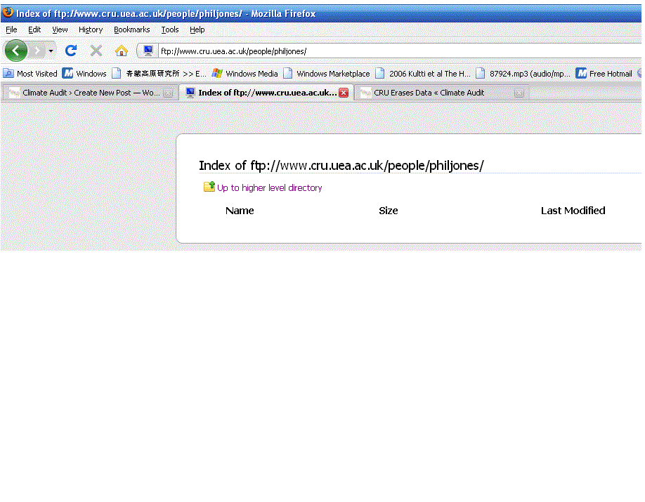 CRU FTP phil jones directory purged
