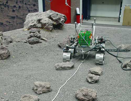 The area being used to test the rover is built from sand, gravel and rocks. 