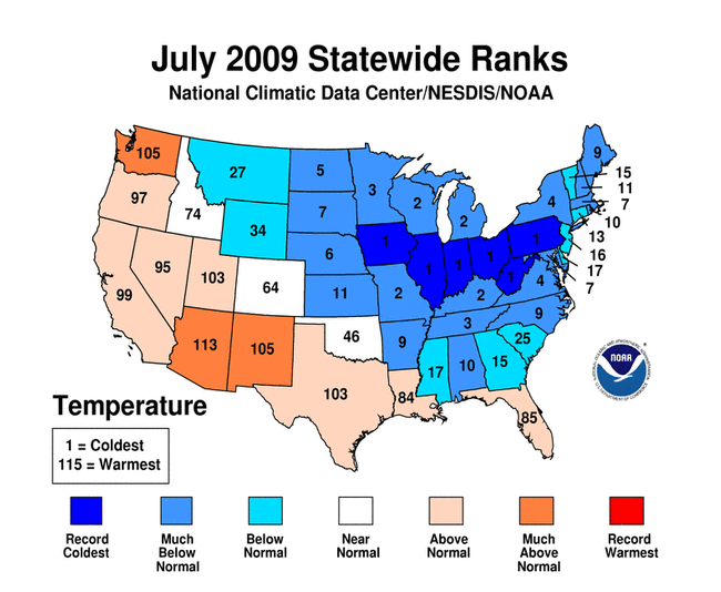 July 2009 US cold records