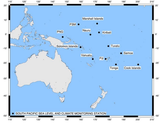 Click to enlarge Southwest Pacific Sea Level sites