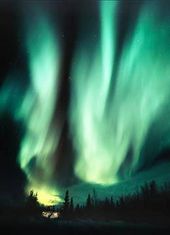 Natural aurorae light up the northern skies.