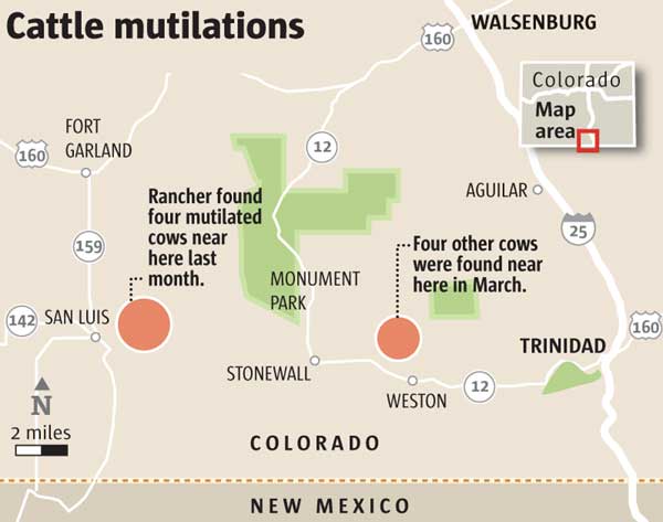 Click to enlarge Cattle mutilation map