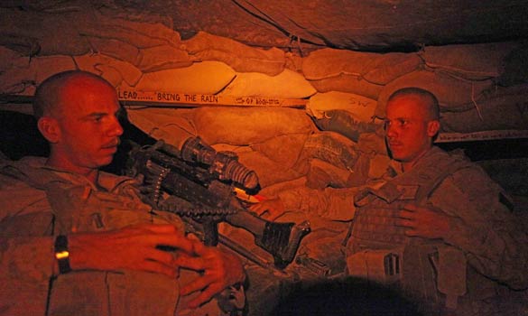 Click to enlarge Marines at Observation Point Rock, Afghanistan