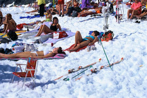 sunbathing in snow